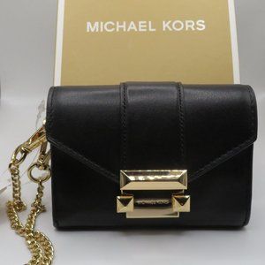 NWT MICHAEL KORS WHITNEY WRISTLET + CARD HOLDER LEATHER WALLET + GIFT BOX